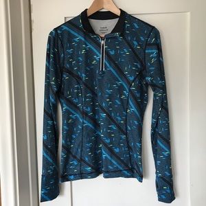 Reebok quarter zip shirt, blue and black, medium